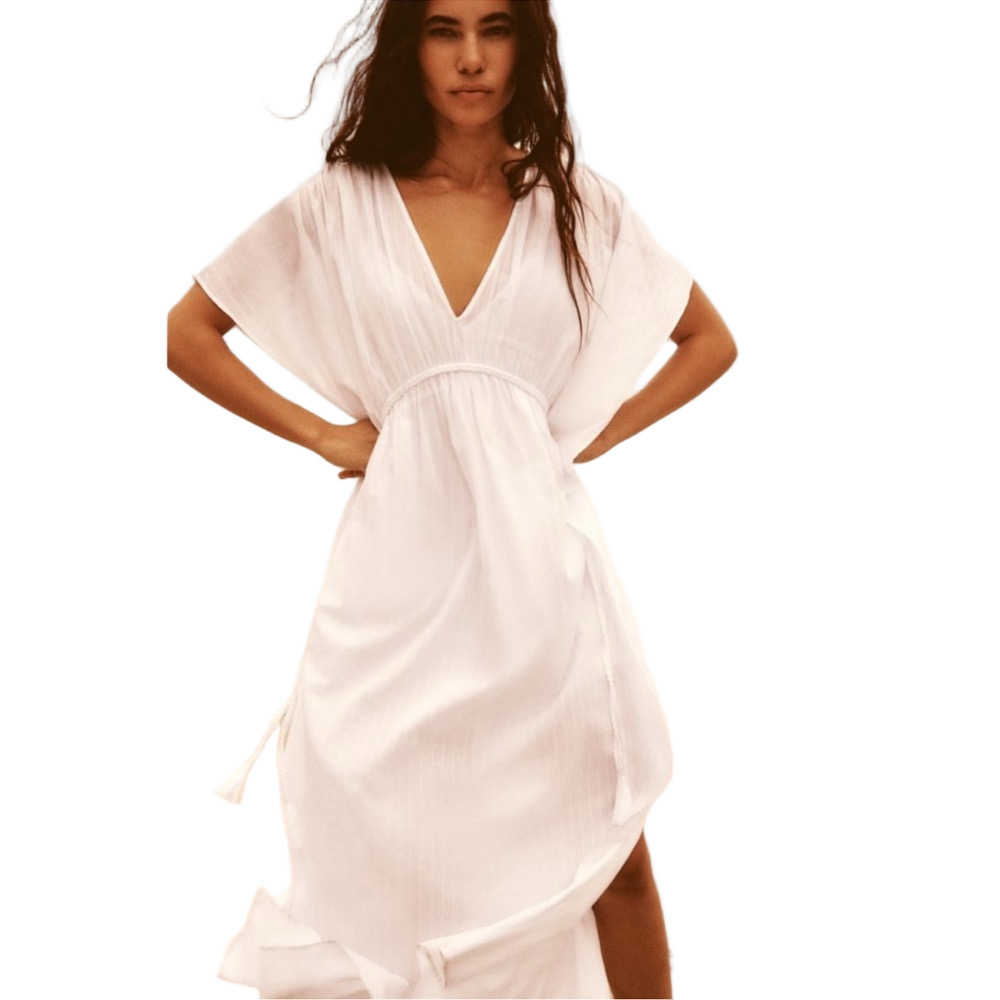 Zara Kaftan White M/L NWT